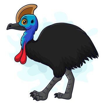 recommend clip art: Cartoon funny cassowary isolated on white background
