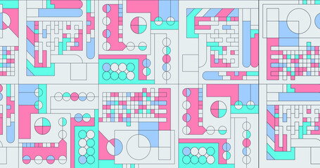 Fashion minimal illustration art. Abstract geometry mix. Seamless pattern design