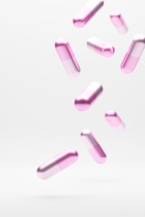 Pink medicinal capsule pills. 3d rendering