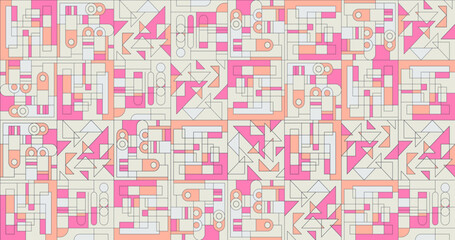 Fashion minimal illustration art. Abstract geometry mix. Seamless pattern design