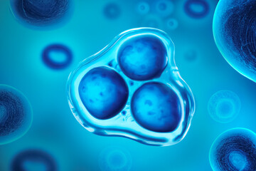 3D illustration of stem cells. Concept, stem cells 3D simulation used for genomic or DNA research in laboratory and diagnosis of the disease for therapy. Embryonic stem cells, Stem cell therapy.
