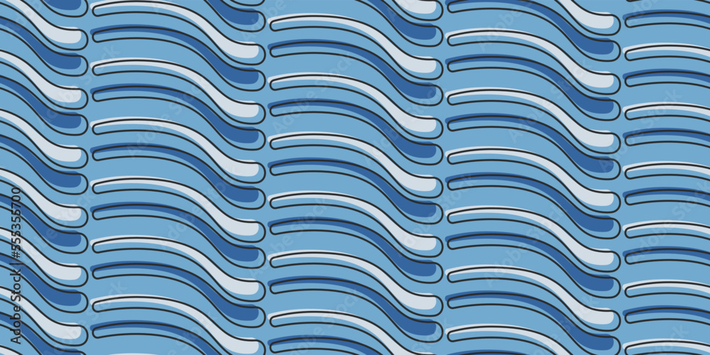 Aufkleber Wavy sea background. Seamless pattern for print and decor. Suitable for textiles and packaging, seamless prints. Abstract ocean waves pattern.