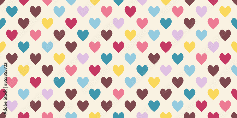 Poster colorful background with valentine hearts. seamless pattern for print and decor. seamless hearts wal