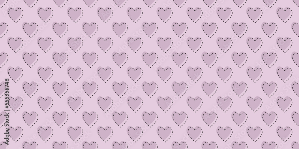 Poster Pink background with valentines hearts. Seamless pattern for print and decor. Suitable for textiles and packaging, seamless prints. Pink hearts pattern.