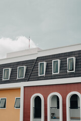 Minimal architecture. Colorful house exterior in Da Lat, Vietnam