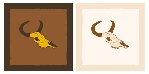 skull cow textured rough sketch