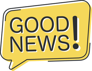 Good news comic speech bubble in pop art style. Comic speech. Dialog window. Yellow banner for sale.
