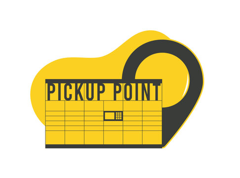 Parcel locker black and yellow outline icon. Self-service terminal with locked parcels. Flat vector illustration isolated on white background