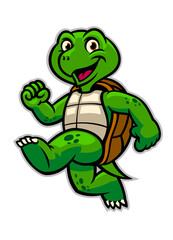 Funny Cute Cartoon Green Turtle Mascot