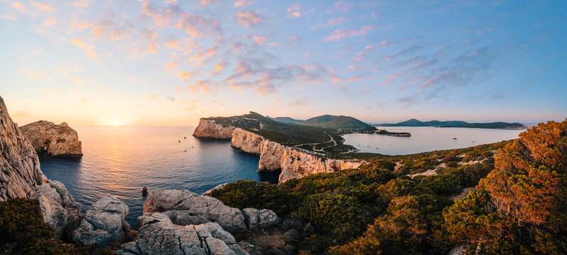 Sardinia, Capo Caccia during sunset.