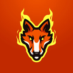 Fox fire esport mascot logo design illustration vector for sports and gaming