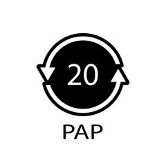 Paper recycling symbol PAP 20. Vector illustration