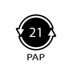 Paper recycling symbol PAP 21 other mixed paper. Vector illustration