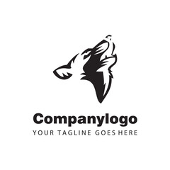 wolf silhouette for logo design template