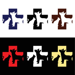 Care cat and dog animal logo template design . icon logo . silhouette logo 