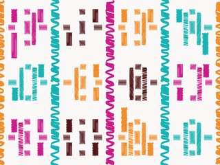 Freehand Sketch  Drawing Aztec fabric Seamless Pattern Design Ethnic Aztec fabric carpet mandala ornament native boho chevron textile.