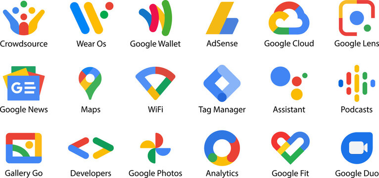 Google LLC. Apps from Google. Official logotypes of Google Apps. Kyiv, Ukraine - Dec 21, 2022