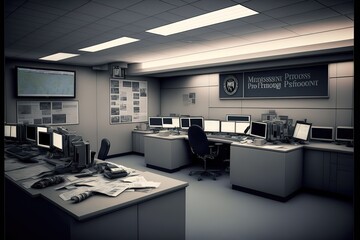 News room at the Washington Post. Newsroom of a major American newspaper. Generative AI