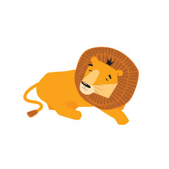 Vector cartoon lion. African animal. The lion is sleeping. King of beasts. The lion is resting. Cartoon character. Poster, postcard.