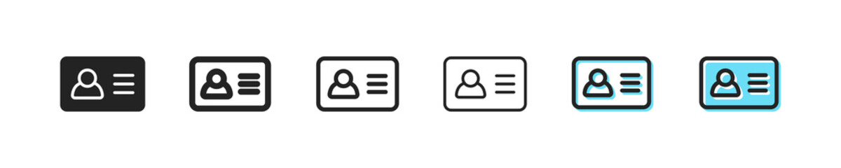 Computer work set icon. Worker, office, Website, resume, biography, About himself, support service, headphones. Hotline concept. Six vector line icon in different styles