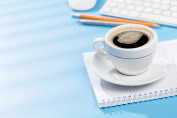 Top view business office desk