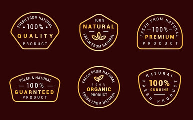 Set of Labels and stickers for organic food, drink and natural products Vector illustration for packaging design, web and promotional material.