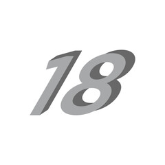 Number 3d silver italic logo template illustration