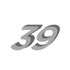 Number 3d silver italic logo template illustration