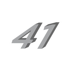 Number 3d silver italic logo template illustration