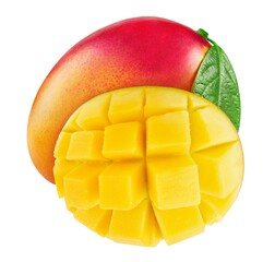 Mango and half isolated on white background 