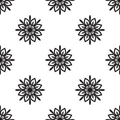 Obraz premium Mandala art designs Black and white Seamless Pattern. can be used for wallpaper, pattern fills, coloring books and pages for kids and adults. Black and white.