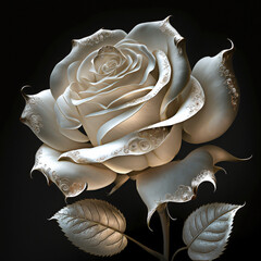 white rose, with decorative accents, generative ai composite