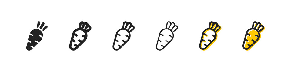 Carrot set line icon. Vegetables, fruits, healthy food, vitamins, vegetable garden, ripe, greens, eat. Garden stuff concept. Vector line icon on white background