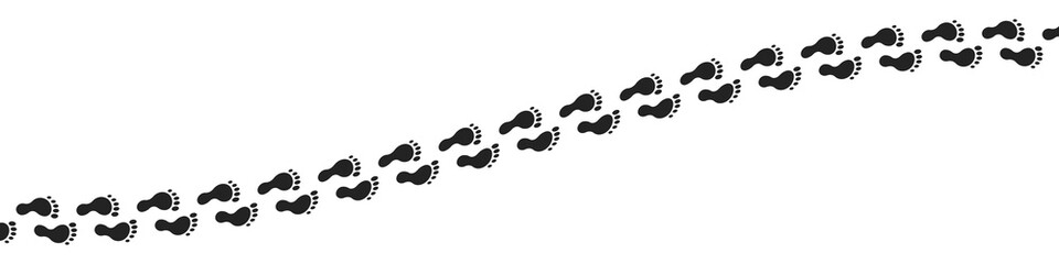 Step footprints paths set icon. Footstep prints and shoe steps, trodden work. Shoe tread footprints vector illustration isolated on white background.