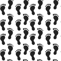 Naklejka na ściany i meble Different black human footprint routes set icon.Trace of walking man with monochrome silhouette of shoe and barefoot tracks. Vector line icon on white background