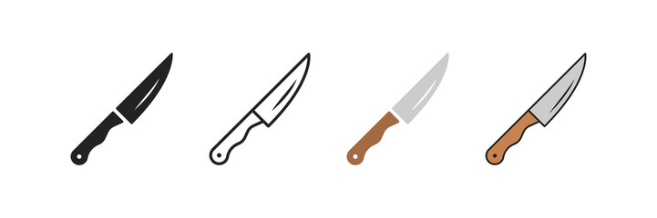 Kitchen knife set line icon. Sharp knife for slicing and cooking. Cook, canteen, cut, carving knife, slaughter, chopper. Eating concept. Vector line icon on white background