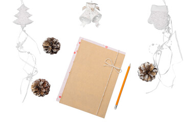 Classic notepad and Christmas decorations