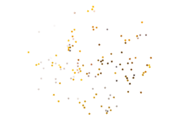Golden and silver star confetti, Gold stars sparkle decoration cutout, Png file.