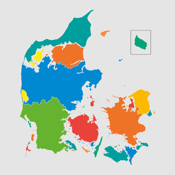 Vector Map Country Denmark Divided On Regions