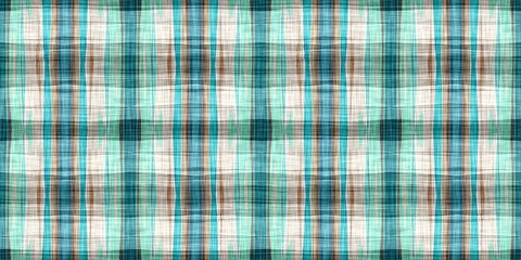  Teal rustic coastal beach house border check fabric tile. Seamless sailor flannel edging trim textile. Gingham blur rustic banner ribbon endless tape.