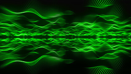 Abstract wave of particles. Futuristic background. Big data visualization. Network connection. Data transfer. 3d.