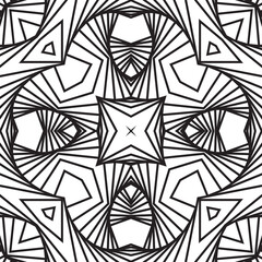 Monochrome 3D visual effect, the illusion of movement, on a white background. Geometric shapes from the black lines.