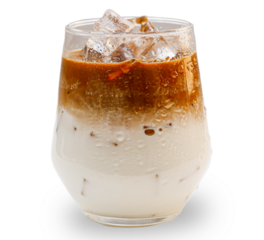 Glass of iced coffee isolated clipping path on white background.