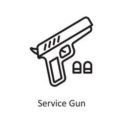 Service gun Vector Outline Icon Design illustration. Law Enforcement Symbol on White background EPS 10 File
