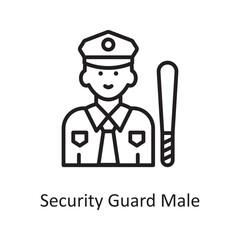 Security guard male Vector Outline Icon Design illustration. Law Enforcement Symbol on White background EPS 10 File