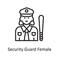 Security guard female  Vector Outline Icon Design illustration. Law Enforcement Symbol on White background EPS 10 File