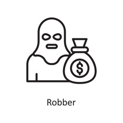 Robber  Vector Outline Icon Design illustration. Law Enforcement Symbol on White background EPS 10 File