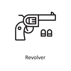 Fototapeta na wymiar Revolver Vector Outline Icon Design illustration. Law Enforcement Symbol on White background EPS 10 File