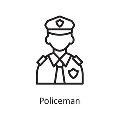 Policeman Vector Outline Icon Design illustration. Law Enforcement Symbol on White background EPS 10 File