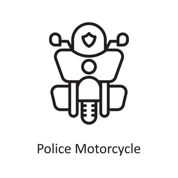 Police motorcycle Vector Outline Icon Design illustration. Law Enforcement Symbol on White background EPS 10 File